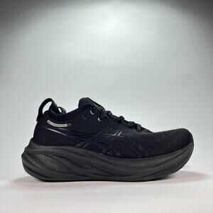 ASICS GEL-NIMBUS 25 Triple Black Lace Up Running Shoes 1012B601 Women's Size 7